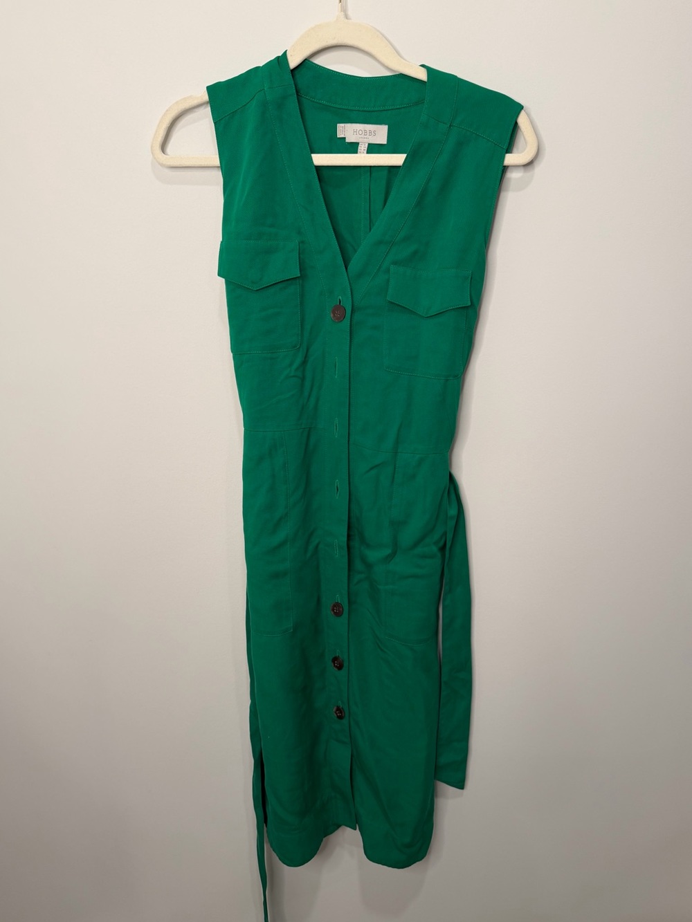 Hobbs London Green Belted Utility Shirt Dress Size US 6 UK 10